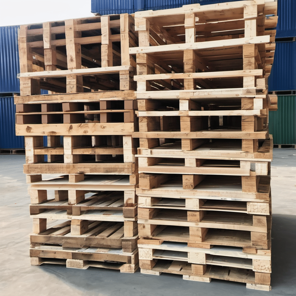 wooden pallets in piles